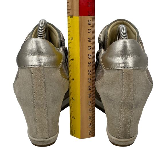 Geox Illusion Wedge Sneakers Hidden Heel Women's SZ 8 Tan Sporty Y2K Streetwear - Picture 7 of 12